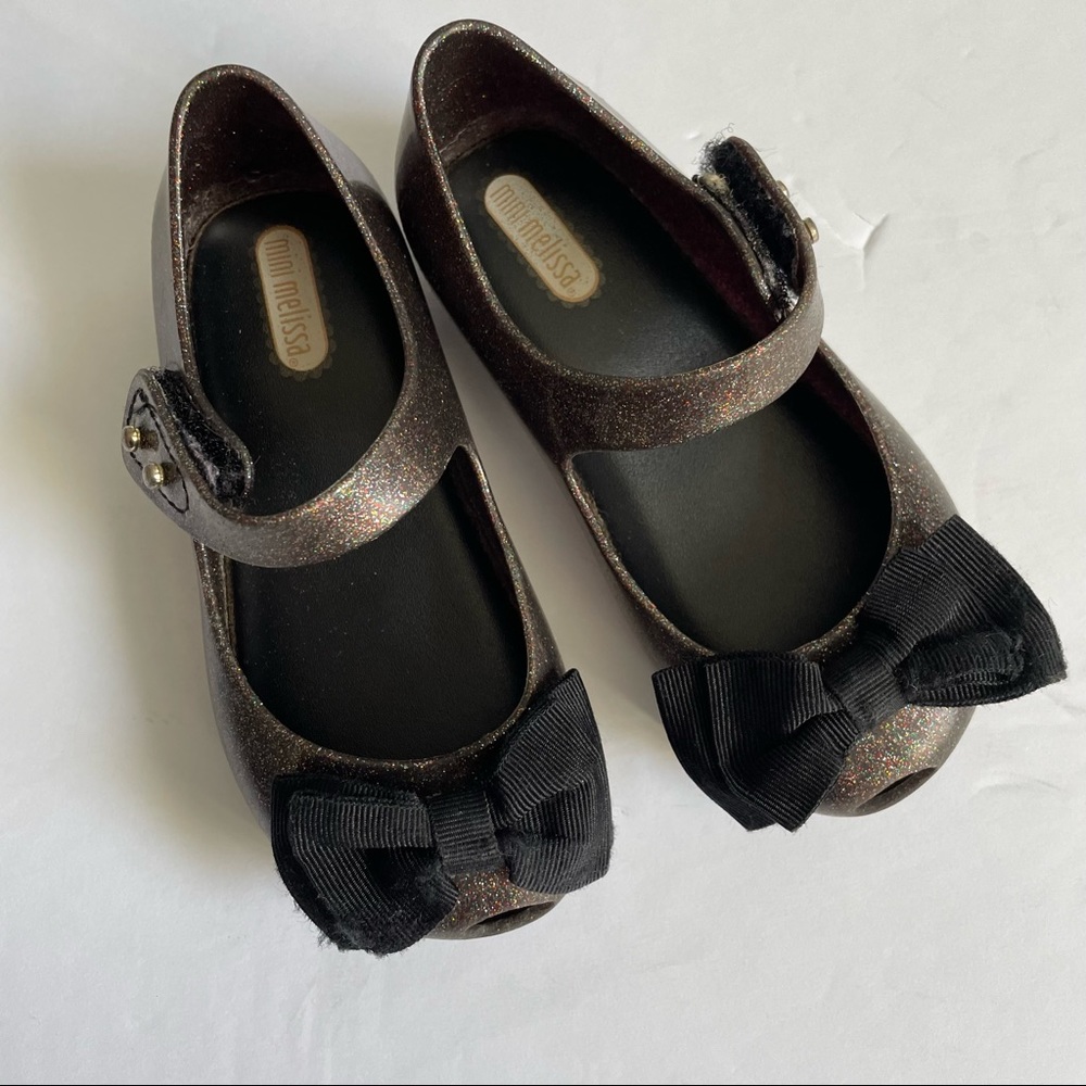 Little Girls Mini Melissa Metallic Mary Jane Brown Black Shoes Size 8